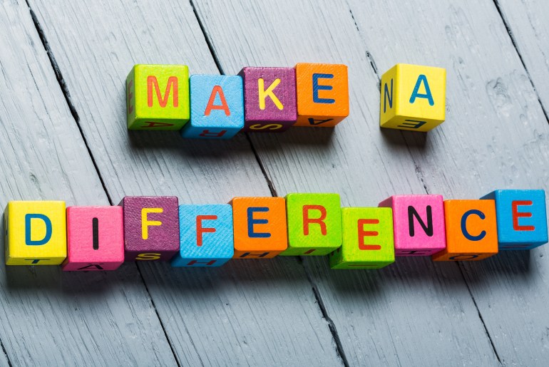 Colourful block letters spelling out "Make A Difference."