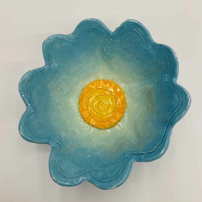 teal clay flower