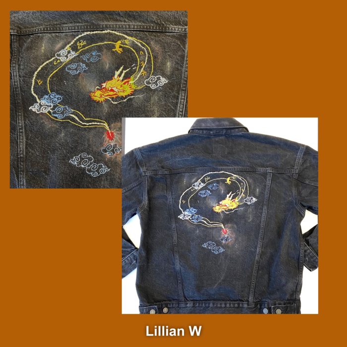 Jean jacket dragon embroidery