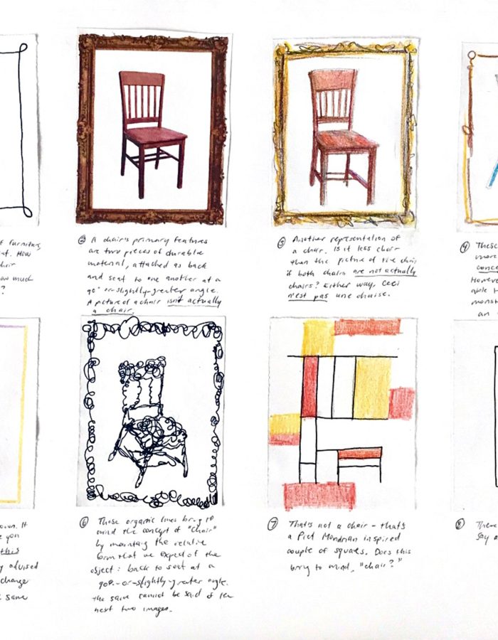 Sketches of dining chairs.