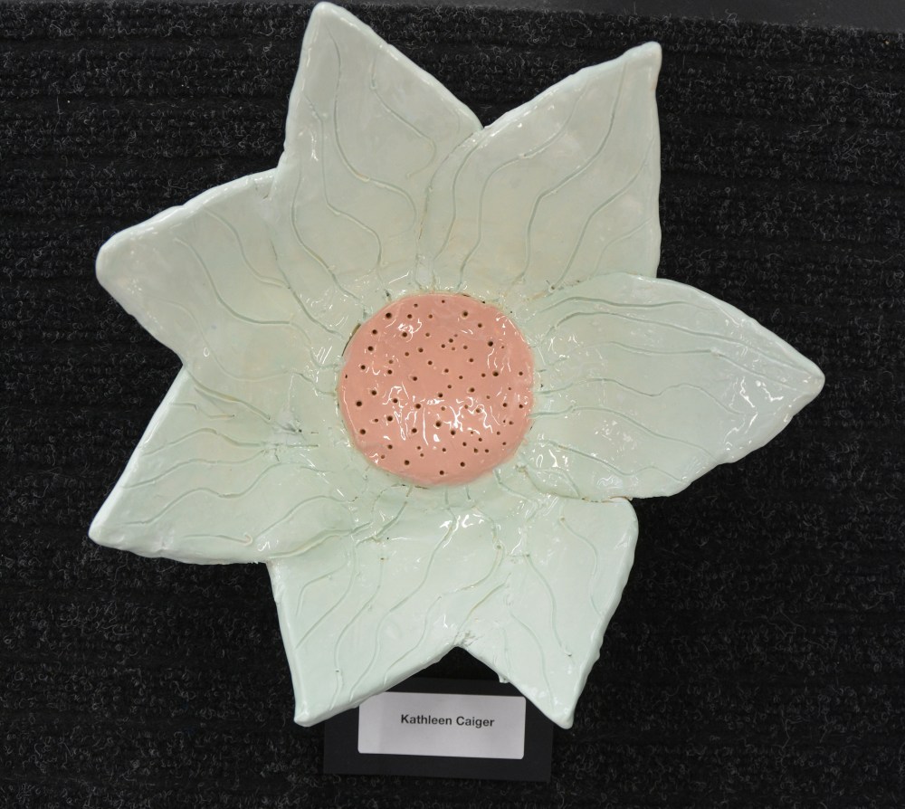 mint green clay flower