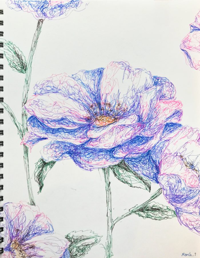 Drawing of a purple flowers.