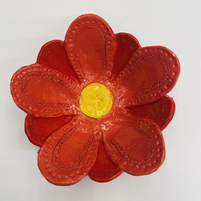 Red pottery flower.