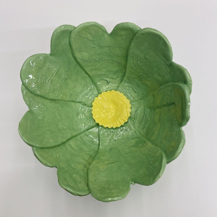 Green pottery flower.