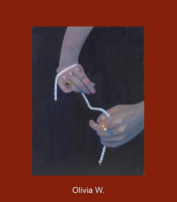 Painting of hands with pearls