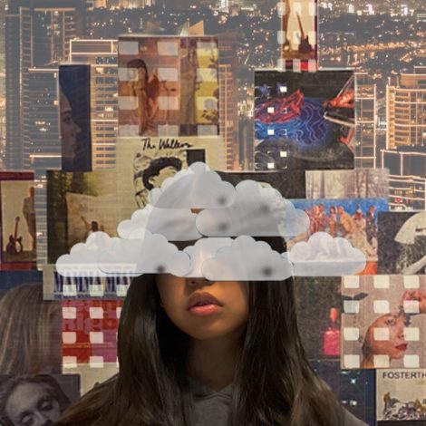 Abstract art of clouds in someone's face.