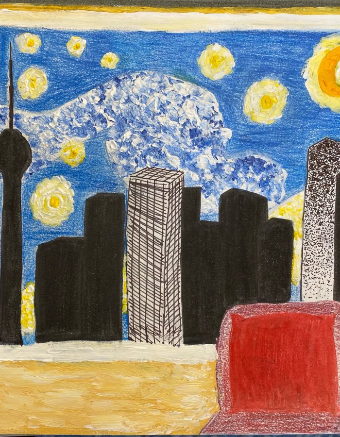 Painting of Starry night Toronto landscape