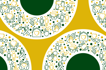 Graphic of different giving icons, purely decorative.