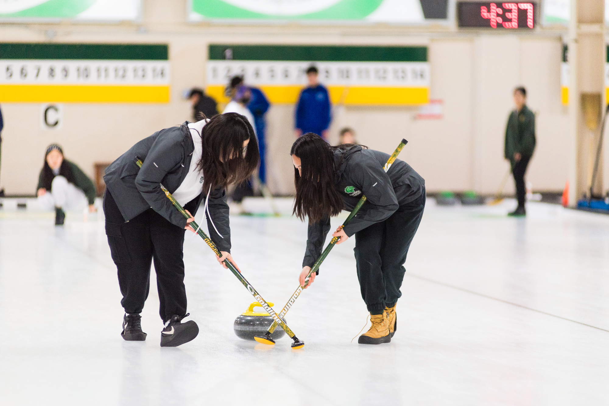 Students curling.