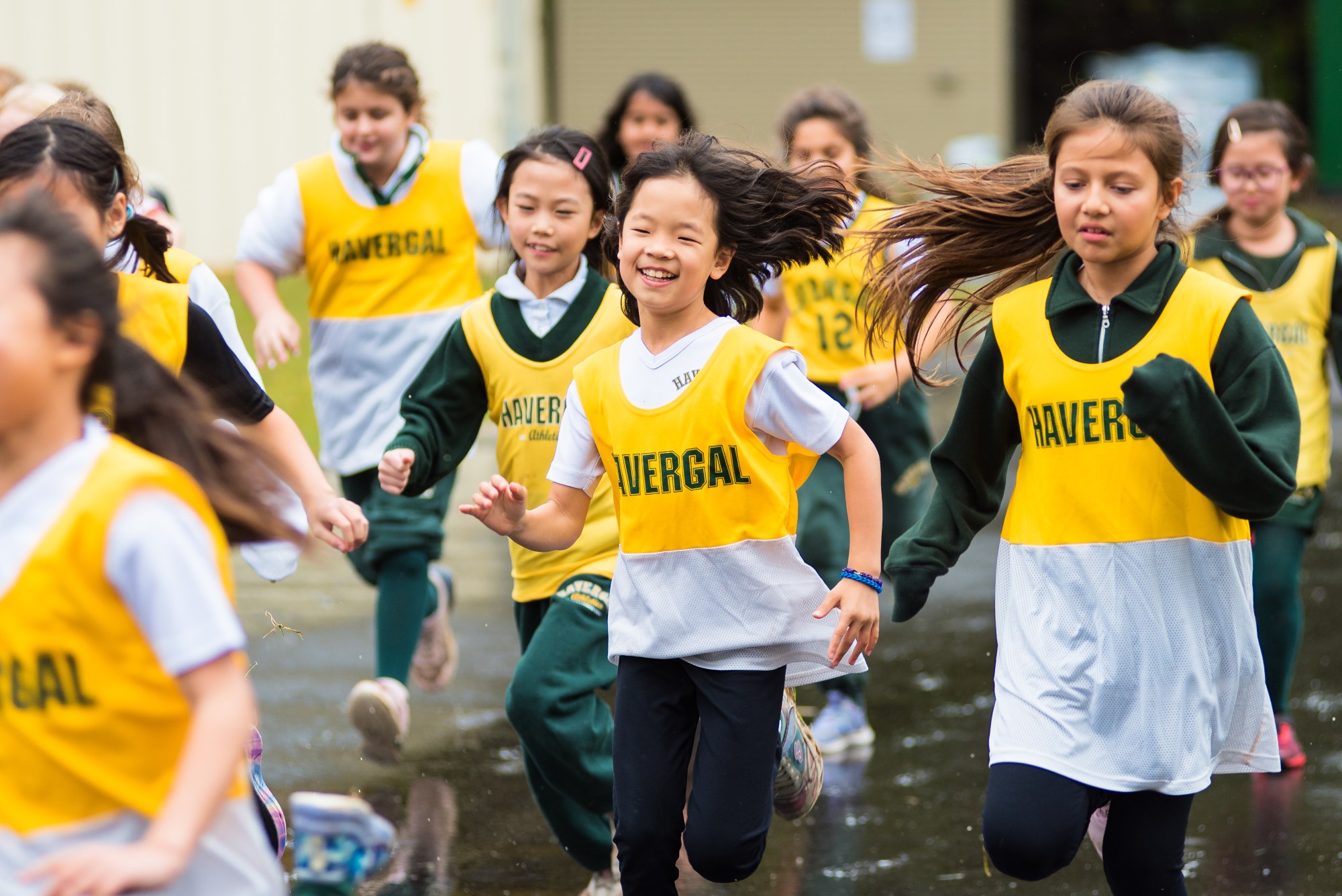 Junior School students running.
